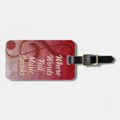 Roze Rode  Grunge Kleef Symbool Muziekblad Bagagelabel (Voorkant horizontaal)