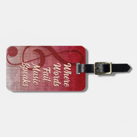 Roze Rode  Grunge Kleef Symbool Muziekblad Bagagelabel (Voorkant horizontaal)