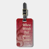 Roze Rode  Grunge Kleef Symbool Muziekblad Bagagelabel (Voorkant verticaal)