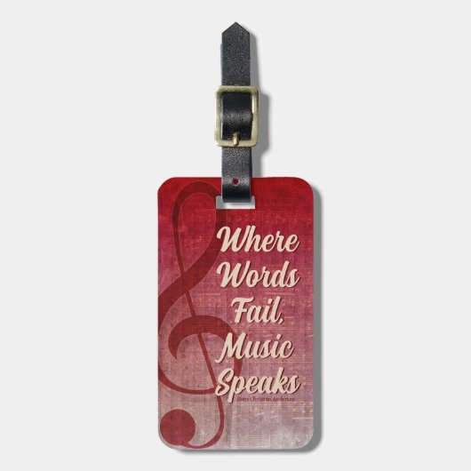 Roze Rode  Grunge Kleef Symbool Muziekblad Bagagelabel (Voorkant verticaal)