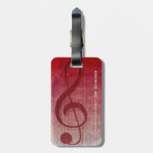 Roze Rode  Grunge Kleef Symbool Muziekblad Bagagelabel (Achterkant verticaal)