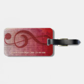 Roze Rode  Grunge Kleef Symbool Muziekblad Bagagelabel (Achterkant horizontaal)
