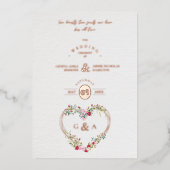 Roze rode hades Heart Luxury Romantic Botanisch Folie Uitnodiging (Voorkant)