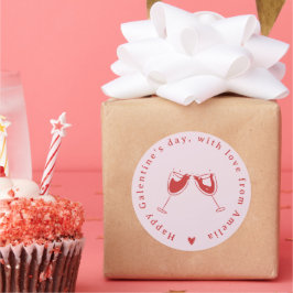 Roze Rode Hand getekend Galentine's Day Label