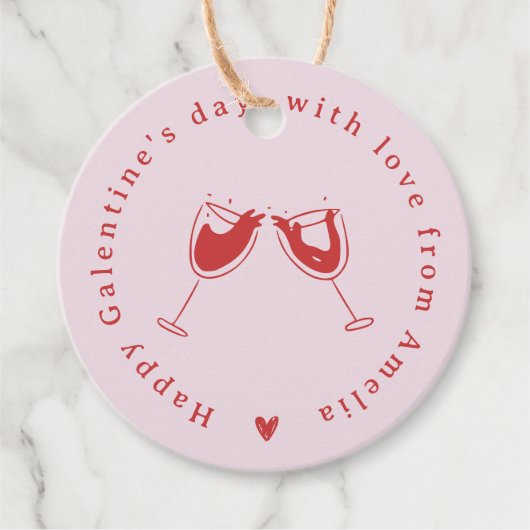 Roze Rode Hand getekend op Galentijnsdag Bedankjes Labels (Voorkant)