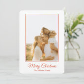 Roze Rode Hand Getrokken Boog Foto Kerst Kaart (Staand voorkant)