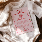 Roze & Rode Hand getrokken Doodle Bow Girl Baby sh Bedankkaart