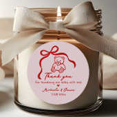 Roze & Rode Hand getrokken Doodle Bow Girl Baby sh Ronde Sticker