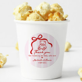 Roze & Rode Hand getrokken Doodle Bow Girl Baby sh Ronde Sticker