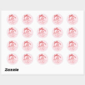 Roze & Rode Hand getrokken Doodle Bow Girl Baby sh Ronde Sticker (Vel)