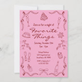 Roze & Rode Hand getrokken Doodle Kerstmis Kaart (Voorkant)