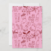 Roze & Rode Hand getrokken Doodle Kerstmis Kaart (Achterkant)