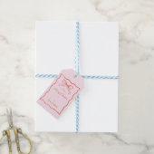Roze & Rode Hand Getrokken Retro Bow Franse Kerstm Cadeaulabel (Met Touw)