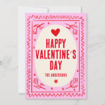 Roze Rode Hand Print Retro Happy Valentijn’s Day