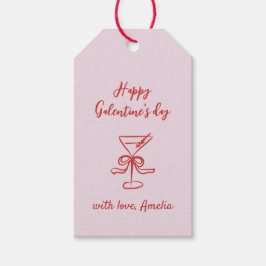 Roze Rode Handgeschreven Galentine's Day Cadeaulabel