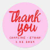 Roze Rode Handgeschreven Rechthoekige Sticker Trou (Voorkant)