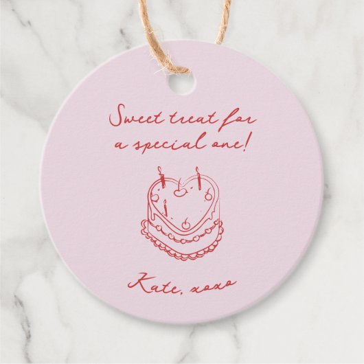 Roze rode handgeschreven Valentijn Bedankjes Labels (Voorkant)