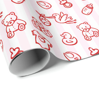 Roze & Rode Handgetekende Krabbel Tekening Fantasi Cadeaupapier