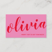 Roze rode handtekening kalligrafie visitekaartje (Voorkant)