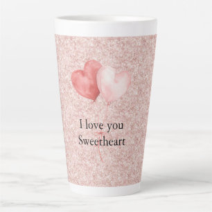 Roze Rode Hart Ballonnen Glitter Liefje Latte Mok