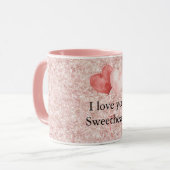 Roze Rode Hart Ballonnen Glitter Liefje Mok (Voorkant links)