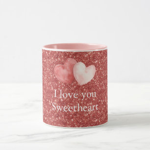 Roze Rode Hart Ballonnen Glitter Liefje Mok