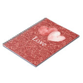Roze Rode Hart Ballonnen Glitters Notitieboek (Linkerzijde)