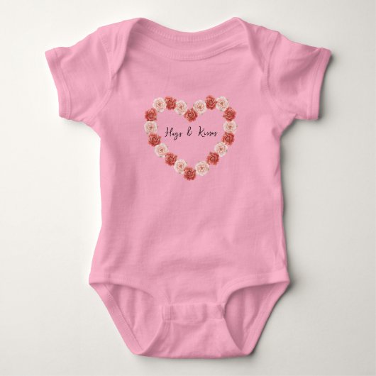 Roze Rode Hart Bloemen Romper (Voorkant)