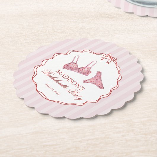 Roze & Rode Hart Ondergoed Afscheid Als Bruid Kartonnen Onderzetters (Gekanteld)
