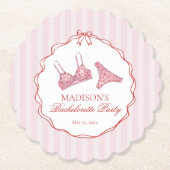 Roze & Rode Hart Ondergoed Afscheid Als Bruid Kartonnen Onderzetters (Voorkant)