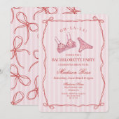 Roze & Rode Hart Ondergoed Bachelorette Feest Kaart (Voorkant / Achterkant)