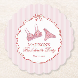 Roze & Rode Hart Ondergoed Bachelorette Feest Kartonnen Onderzetters