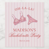 Roze & Rode Hart Ondergoed Bachelorette Feest Wijn Etiket (Enkel label)