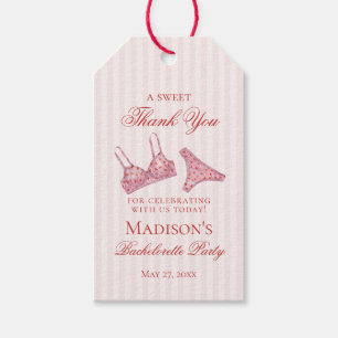 Roze & Rode Hart Ondergoed Bruidsfeest Favor Cadeaulabel