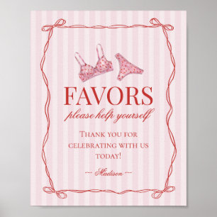 Roze & Rode Hart Ondergoed Bruidsfeest Favor Poster