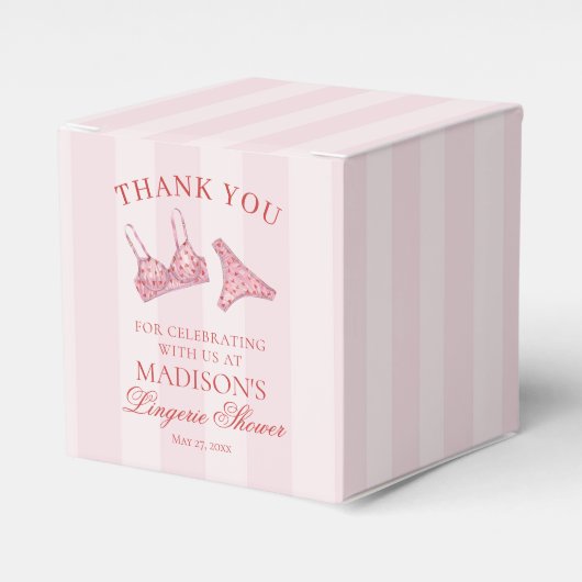 Roze & Rode Hart Ondergoed Douche Bruids Dessert Bedankdoosjes (Voorkant Zijde)