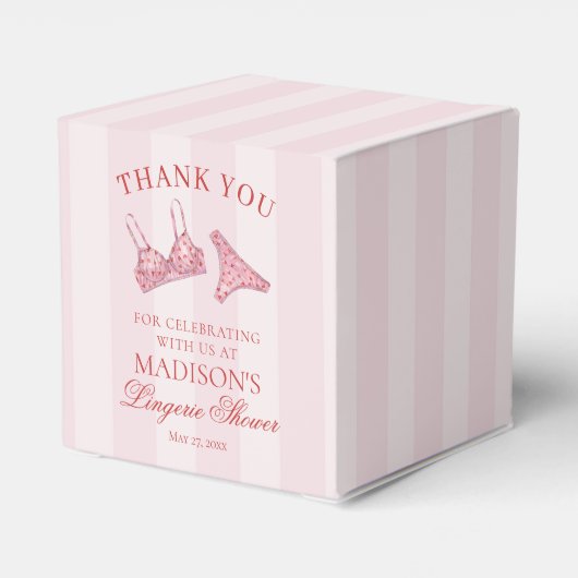 Roze & Rode Hart Ondergoed Douche Bruids Dessert Bedankdoosjes (Achterkant)
