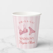 Roze & Rode Hart Ondergoed Douche Party Slipje Papieren Bekers (Achterkant)