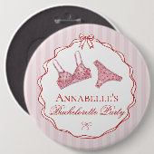 Roze & Rode Hart Ondergoed Douche vrijgezellenfees Ronde Button 6,0 Cm (Voorkant /achterkant)