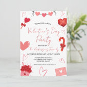 Roze & Rode Hart Paar Valentijnsdag Party Kaart (Staand voorkant)