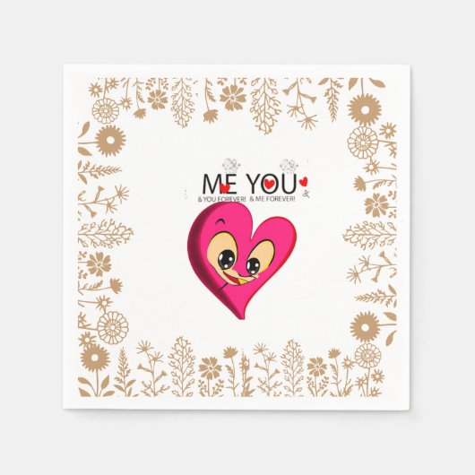 Roze rode hart valentijn servet (Voorkant)