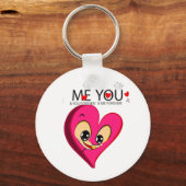 Roze rode hart valentijn sleutelhanger (Voorkant)
