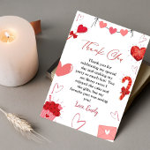 Roze & Rode Hart Valentijn Verjaardag Dank u Kaart