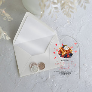 Roze & Rode Hart Valentijnsdag Brunch Feest Acryl Uitnodigingen