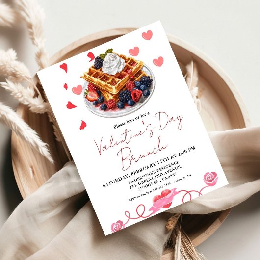 Roze & Rode Hart Valentijnsdag Brunch Feest Kaart