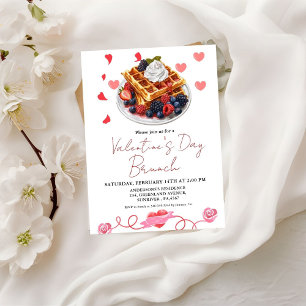 Roze & Rode Hart Valentijnsdag Brunch Feest Kaart
