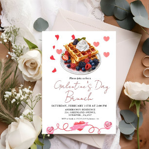 Roze & Rode Hart Valentijnsdag Brunch Party Kaart