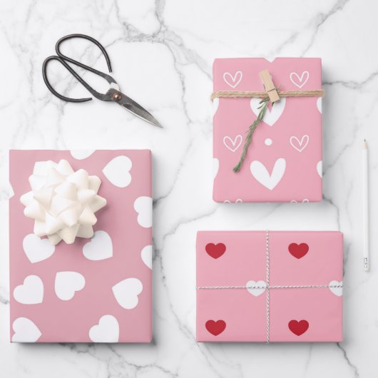 Roze Rode Hart Xo Xo Inpakpapier Vel (Voorkant)