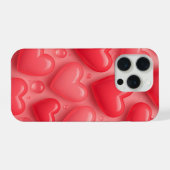 Roze & Rode Harten Bubbel Patroon iPhone Hoesje (Achterkant horizontaal)