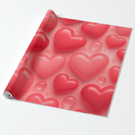Roze & Rode Harten Bubble Patroon Cadeaupapier